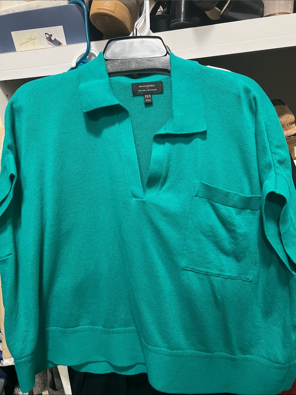 Banana Republic Emerald Green Polo Sweater Top